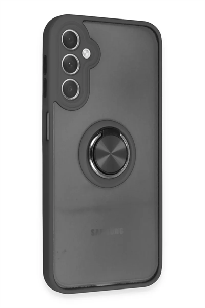 Samsung Galaxy A24 4G Kılıf Montreal Yüzüklü Silikon Kapak - Siyah