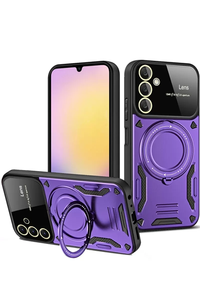 Samsung Galaxy A25 5G Kılıf Joy Lens Standlı Kapak - Mor