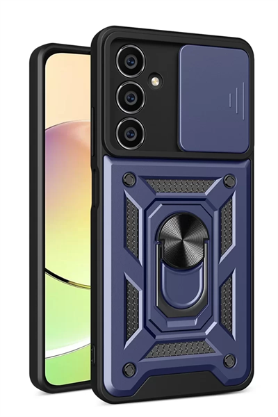 Samsung Galaxy A25 5G Kılıf Pars Lens Yüzüklü Silikon - Lacivert