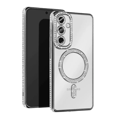Samsung Galaxy A26 Joke Simli Magneticsafe Kılıf - Gümüş