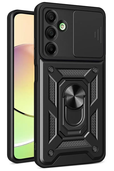 Samsung Galaxy A26 Kılıf Pars Lens Yüzüklü Silikon - Siyah