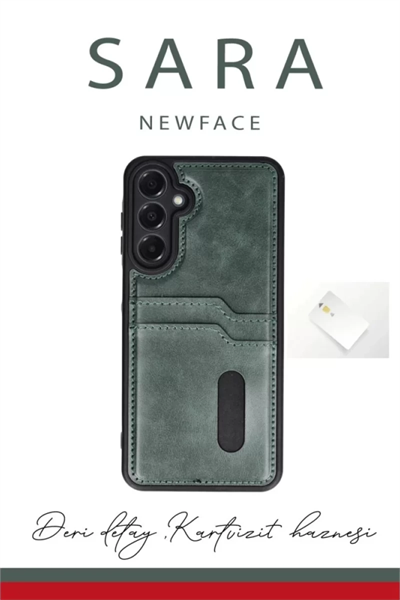 Samsung Galaxy A26 Kılıf Sara Kartvizitli Deri Kılıf - Taba