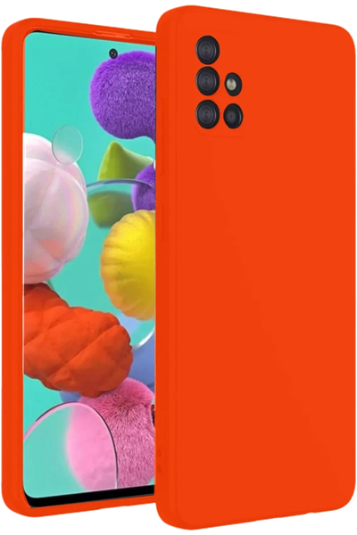 Samsung Galaxy A31 Kılıf Nano içi Kadife Silikon - Turuncu