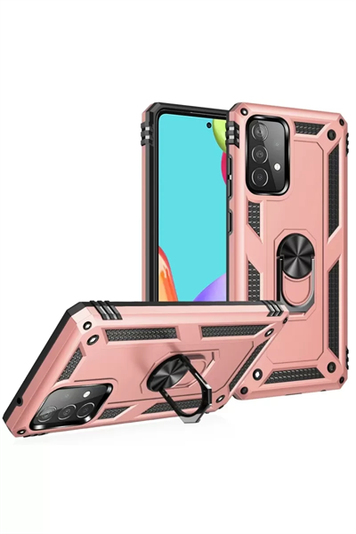 Samsung Galaxy A32 Kılıf Sofya Yüzüklü Silikon Kapak - Rose