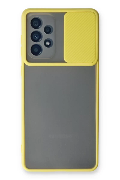Samsung Galaxy A33 5G Kılıf Palm Buzlu Kamera Sürgülü Silikon - Sarı