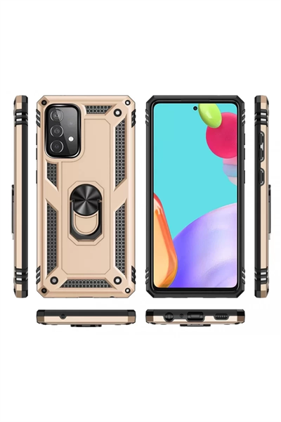 Samsung Galaxy A33 5G Kılıf Sofya Yüzüklü Silikon Kapak - Gold