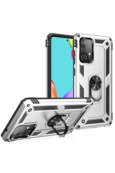 Samsung Galaxy A33 5G Kılıf Sofya Yüzüklü Silikon Kapak - Gümüş