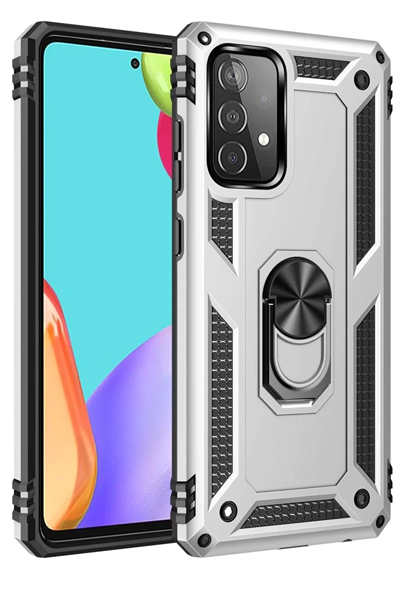 Samsung Galaxy A33 5G Kılıf Sofya Yüzüklü Silikon Kapak - Gümüş
