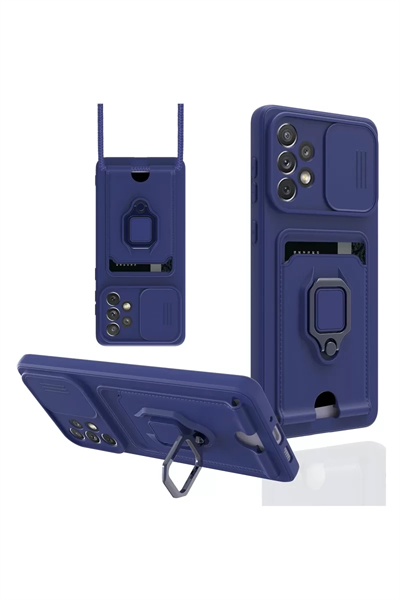 Samsung Galaxy A33 5G Kılıf Zuma Kartvizitli Yüzüklü Silikon - Lacivert