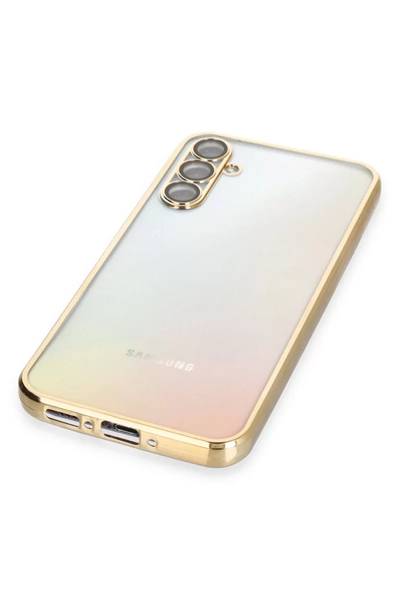 Samsung Galaxy A34 5G Kılıf Lensli Silikon - Gold