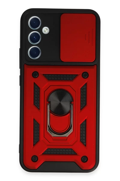 Samsung Galaxy A34 5G Kılıf Pars Lens Yüzüklü Silikon - Kırmızı
