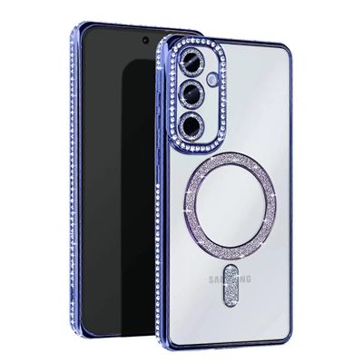 Samsung Galaxy A35 5G Joke Simli Magneticsafe Kılıf - Mavi
