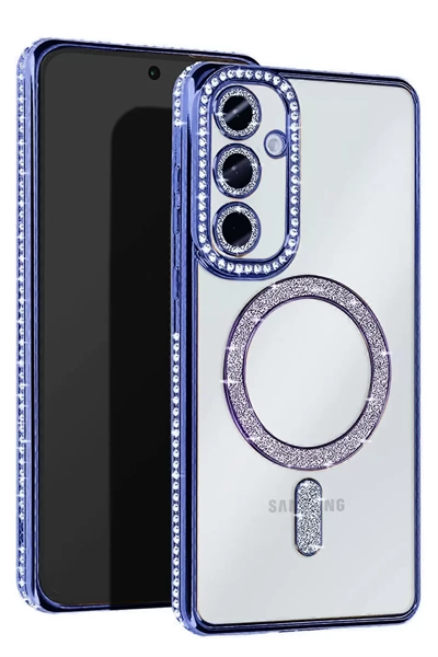 Samsung Galaxy A35 5G Joke Simli Magneticsafe Kılıf - Mavi