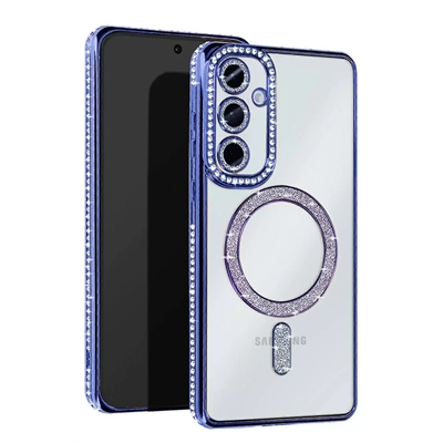 Samsung Galaxy A35 5G Joke Simli Magneticsafe Kılıf - Mavi