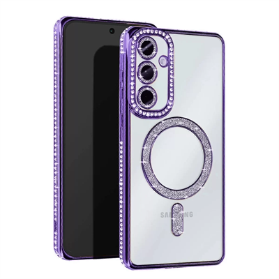 Samsung Galaxy A35 5G Joke Simli Magneticsafe Kılıf - Derin Mor