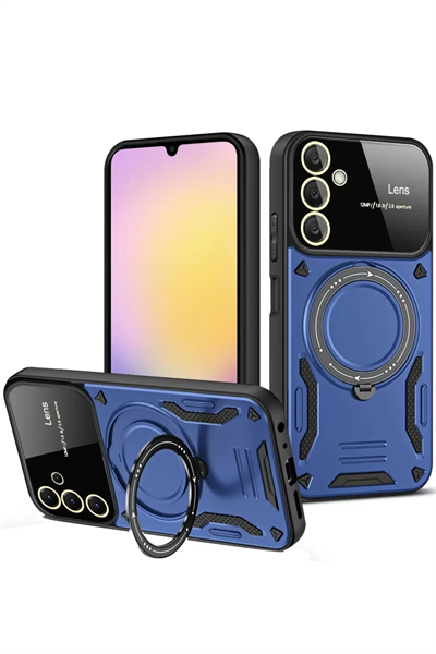 Samsung Galaxy A35 5G Kılıf Joy Lens Standlı Kapak - Lacivert