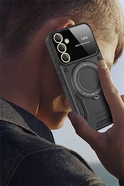 Samsung Galaxy A35 5G Kılıf Joy Lens Standlı Kapak - Kırmızı