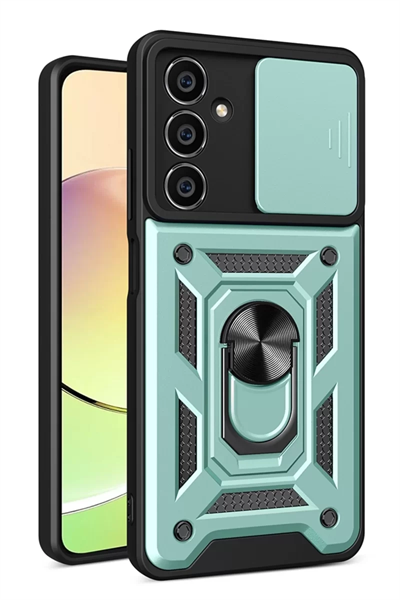 Samsung Galaxy A35 5G Kılıf Pars Lens Yüzüklü Silikon - Yeşil