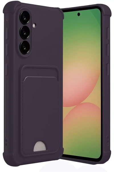 Samsung Galaxy A36 Kılıf Kelvin Kartvizitli Silikon - Derin Mor