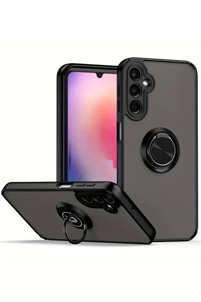 Samsung Galaxy A36 Kılıf Montreal Yüzüklü Silikon Kapak - Siyah