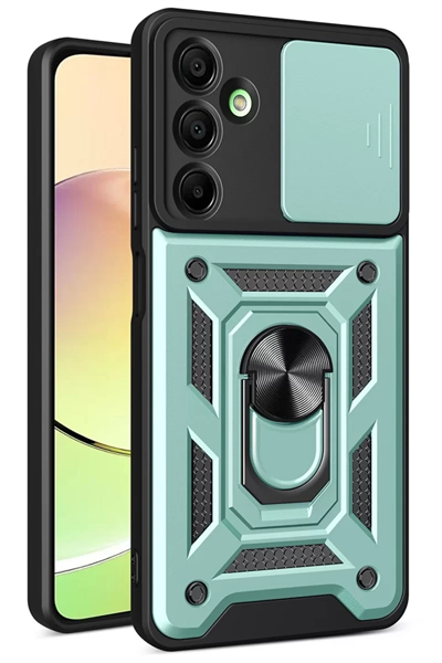 Samsung Galaxy A36 Kılıf Pars Lens Yüzüklü Silikon - Yeşil