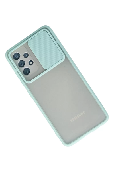 Samsung Galaxy A52 Kılıf Palm Buzlu Kamera Sürgülü Silikon - Turkuaz