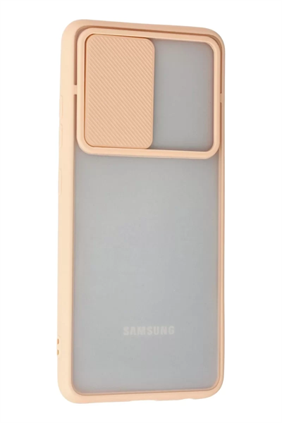 Samsung Galaxy A52 Kılıf Palm Buzlu Kamera Sürgülü Silikon - Pembe