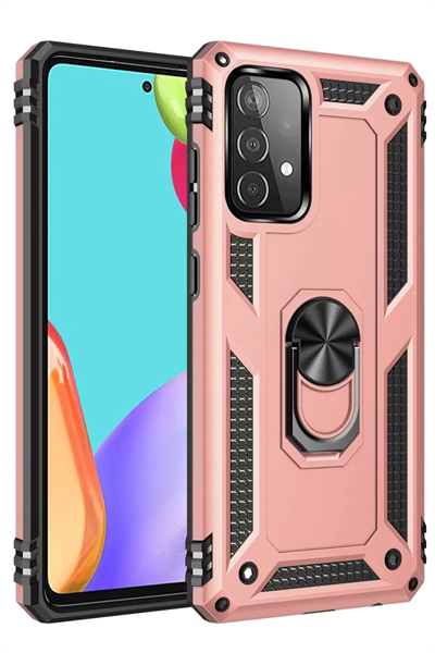 Samsung Galaxy A52 Kılıf Sofya Yüzüklü Silikon Kapak - Rose