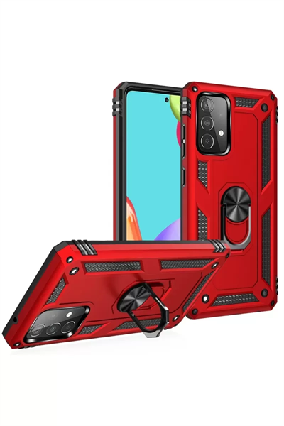 Samsung Galaxy A52 Kılıf Sofya Yüzüklü Silikon Kapak - Kırmızı