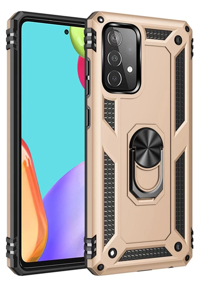 Samsung Galaxy A53 5G Kılıf Sofya Yüzüklü Silikon Kapak - Gold