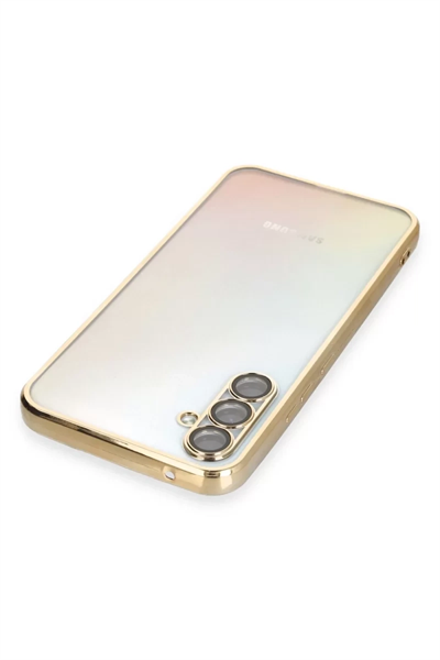 Samsung Galaxy A54 5G Kılıf Lensli Silikon - Gold