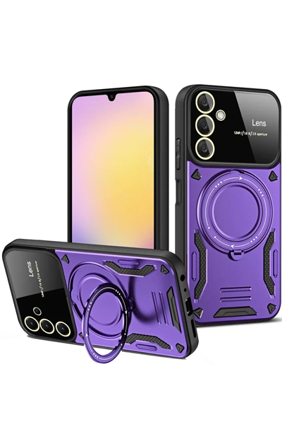 Samsung Galaxy A55 5G Kılıf Joy Lens Standlı Kapak - Mor