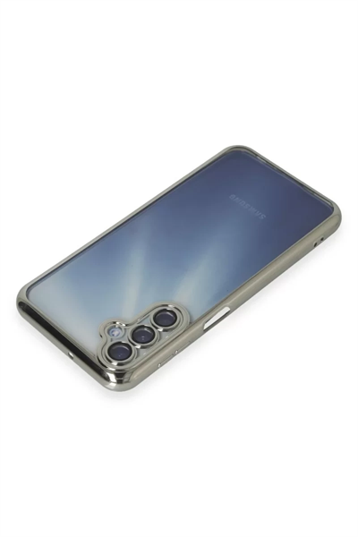 Samsung Galaxy A55 5G Kılıf Lensli Silikon - Gümüş
