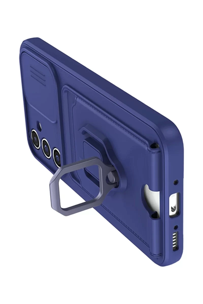 Samsung Galaxy A56 Kılıf Zuma Kartvizitli Yüzüklü Silikon - Lacivert