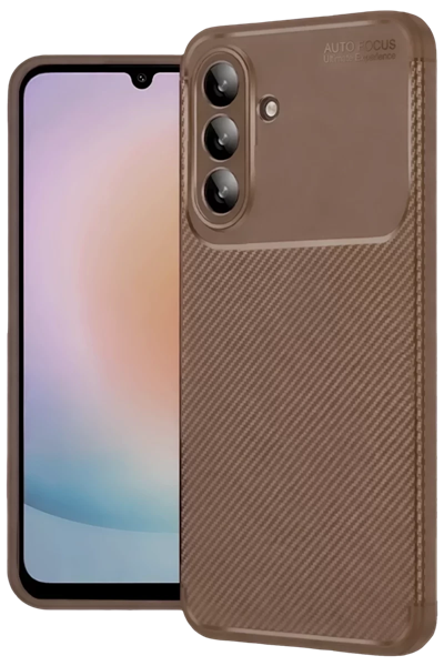 Samsung Galaxy A57 5G Auto Focus Karbon Kapak - Kahverengi