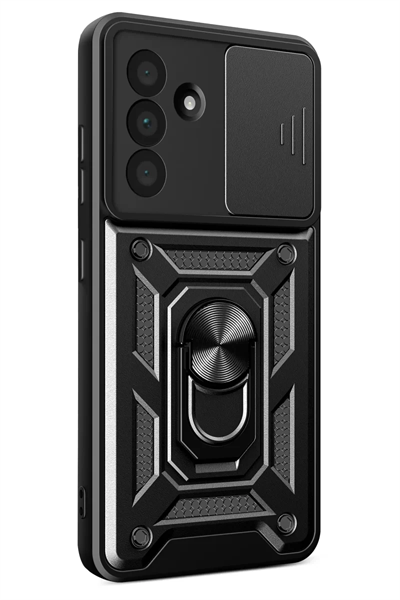 Samsung Galaxy A57 5G Pars Lens Yüzüklü Silikon - Siyah