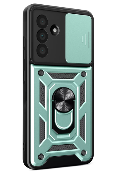 Samsung Galaxy A57 5G Pars Lens Yüzüklü Silikon - Yeşil