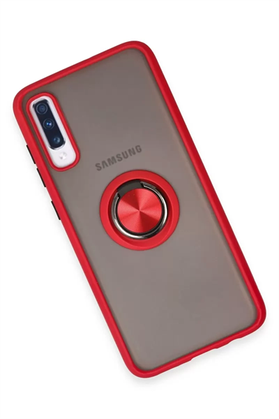 Samsung Galaxy A70 Kılıf Montreal Yüzüklü Silikon Kapak - Kırmızı