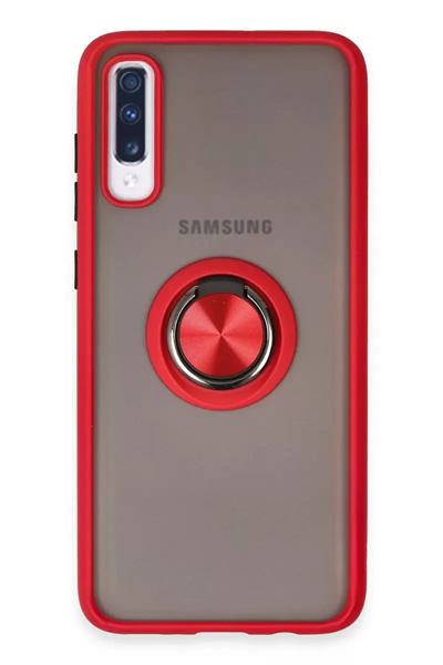 Samsung Galaxy A70 Kılıf Montreal Yüzüklü Silikon Kapak - Kırmızı