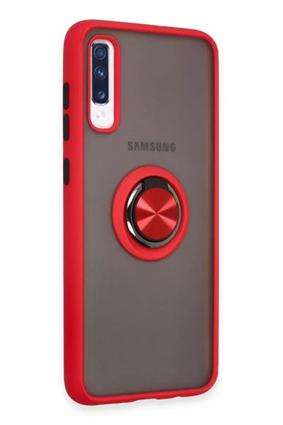 Samsung Galaxy A70 Kılıf Montreal Yüzüklü Silikon Kapak - Kırmızı