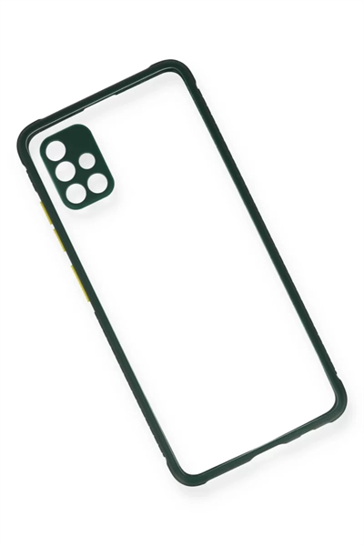 Samsung Galaxy A71 Kılıf Miami Şeffaf Silikon - Koyu Yeşil