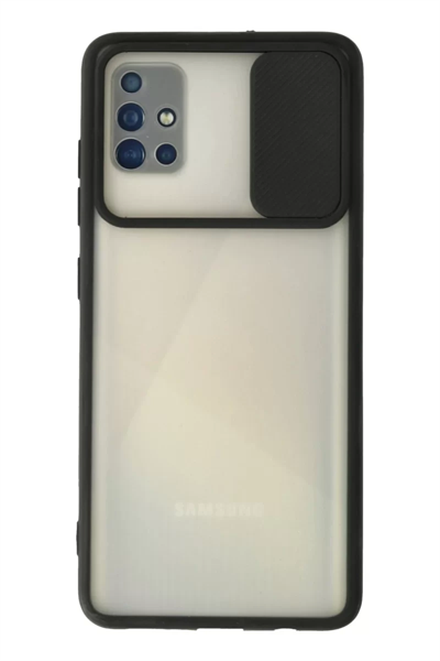 Samsung Galaxy A71 Kılıf Palm Buzlu Kamera Sürgülü Silikon - Siyah