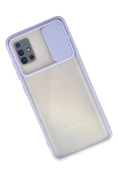 Samsung Galaxy A71 Kılıf Palm Buzlu Kamera Sürgülü Silikon - Lila