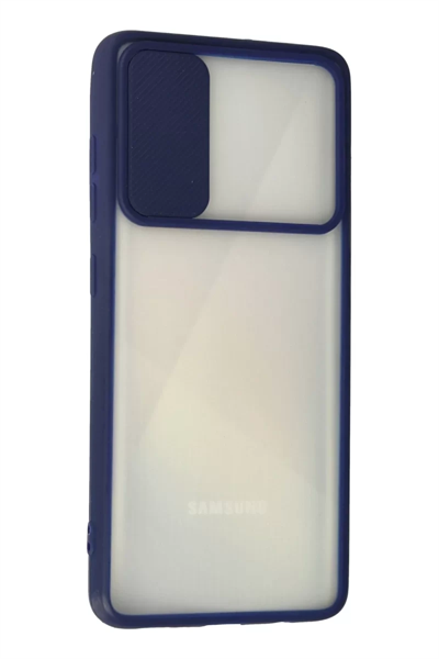 Samsung Galaxy A71 Kılıf Palm Buzlu Kamera Sürgülü Silikon - Lacivert