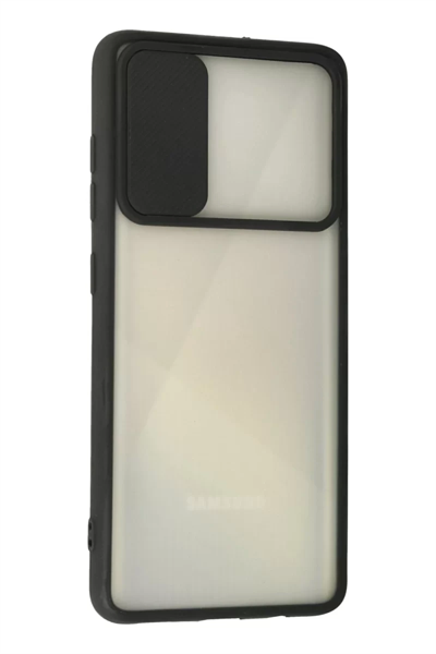 Samsung Galaxy A71 Kılıf Palm Buzlu Kamera Sürgülü Silikon - Siyah