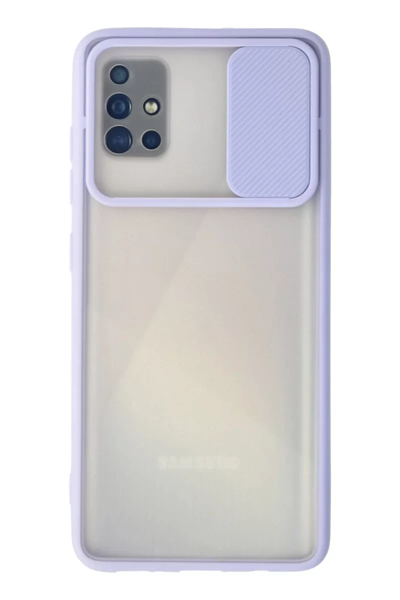 Samsung Galaxy A71 Kılıf Palm Buzlu Kamera Sürgülü Silikon - Lila