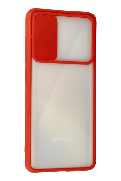 Samsung Galaxy A71 Kılıf Palm Buzlu Kamera Sürgülü Silikon - Kırmızı