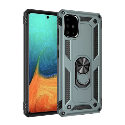 Samsung Galaxy A71 Kılıf Sofya Yüzüklü Silikon Kapak - Yeşil