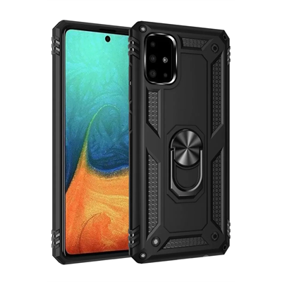 Samsung Galaxy A71 Kılıf Sofya Yüzüklü Silikon Kapak - Siyah