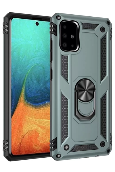 Samsung Galaxy A71 Kılıf Sofya Yüzüklü Silikon Kapak - Yeşil